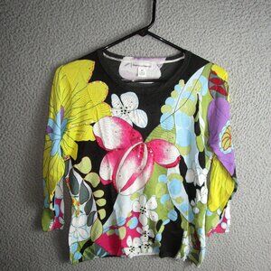 DRAPER'S & DAMON'S WOMEN'S SWEATER LIGHT MEDIUM BLACK BLUE RAYON NYLON